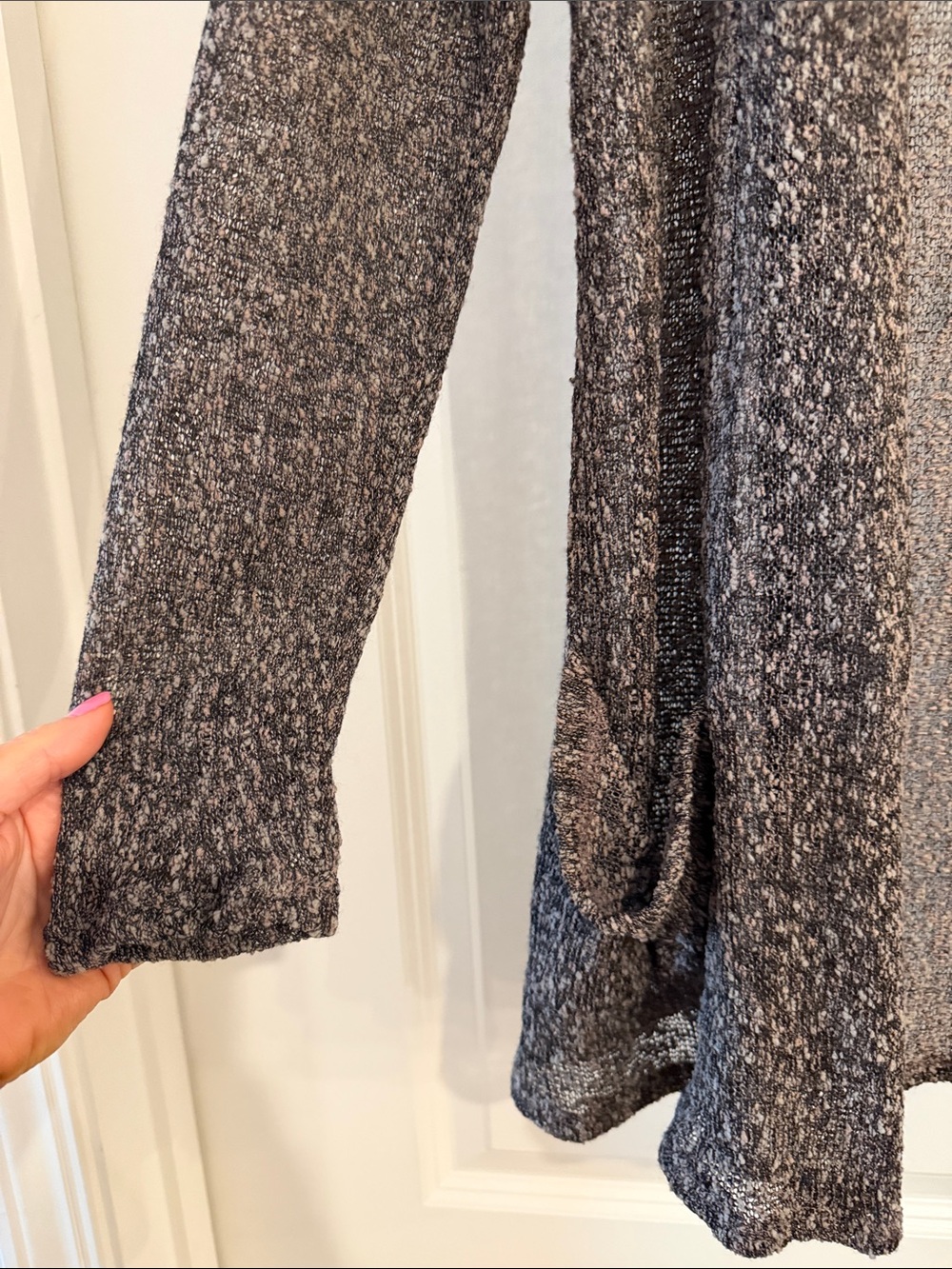 Olivia Moon Open-Front Marled Gray Cardigan - Picture 4 of 4